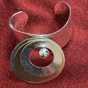 Vintage Modernist silver tone  cuff bracelet